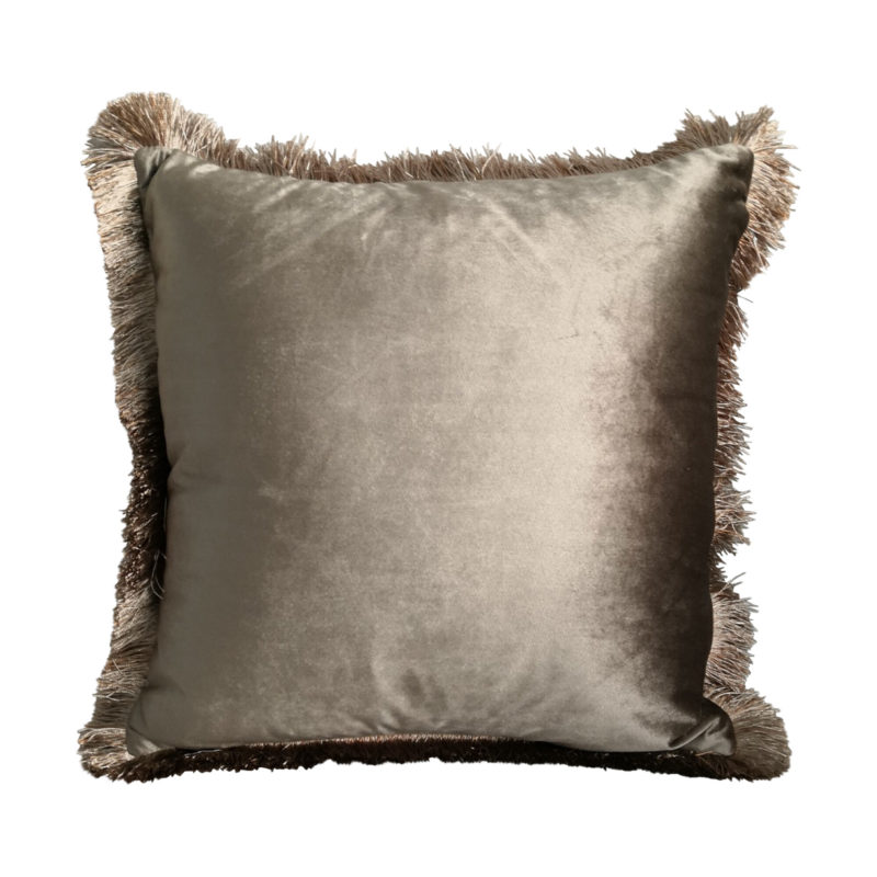 Kussen Fluweel Gouden Franjes Taupe 45x45cm Mars & More